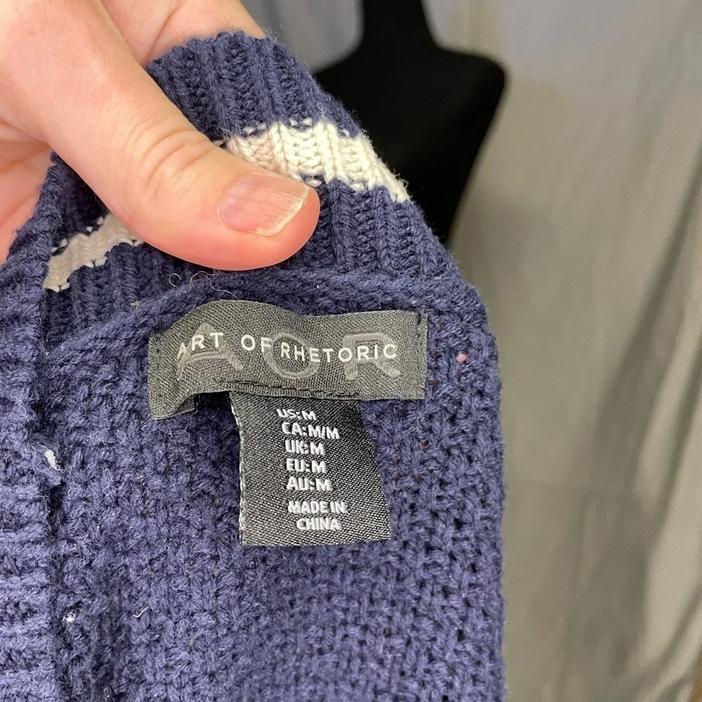Art Of Rhetoric Classic Navy Cardigan with White Trim